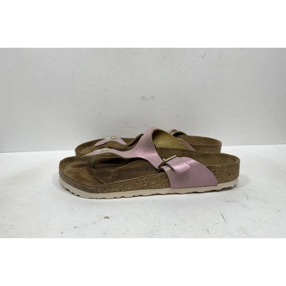 Birkenstock Gizeh Sandal Washed Pink Metallic Thong Women's Size 9 / 40